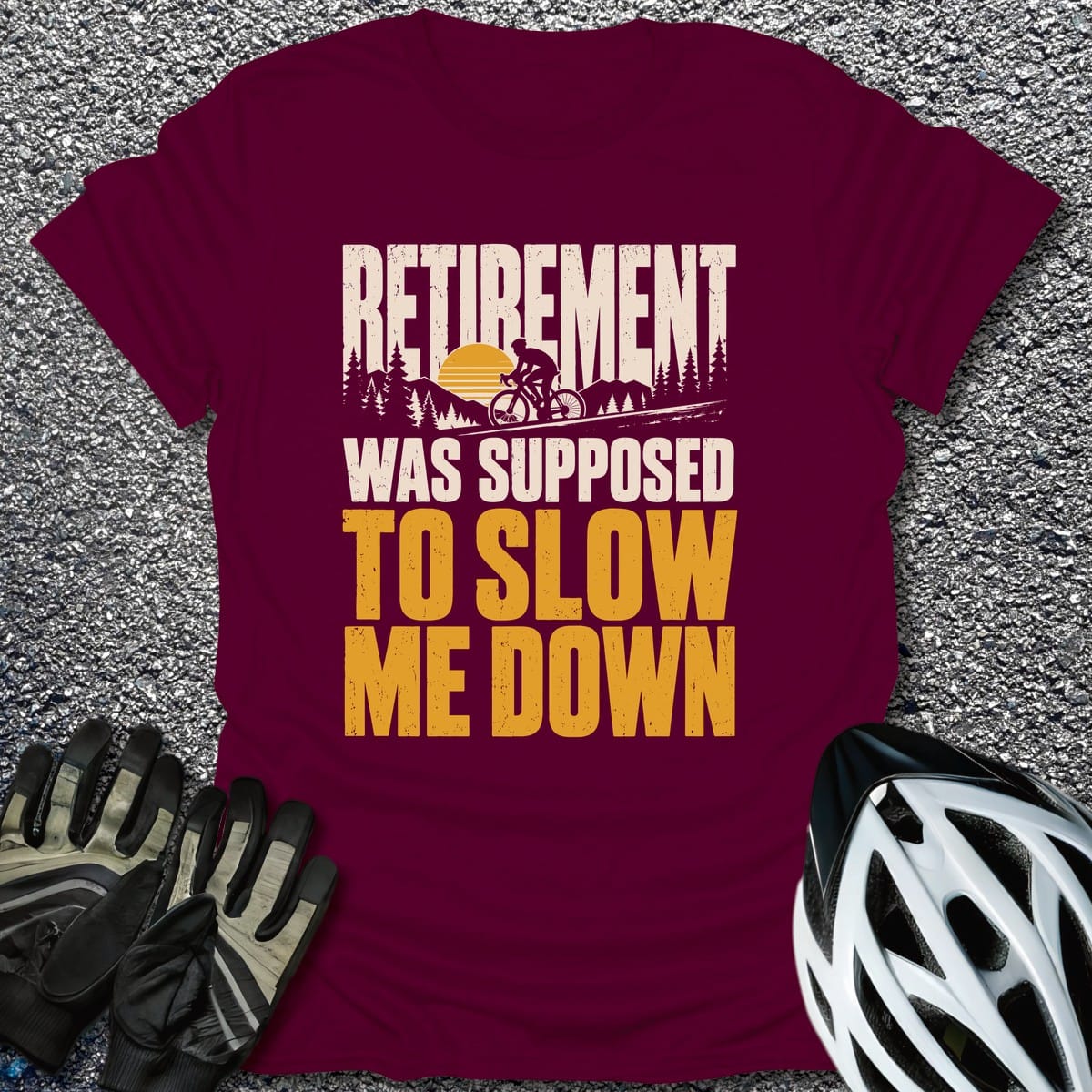 Two Wheel Sunset T-Shirt in Maroon / S from CycleTees