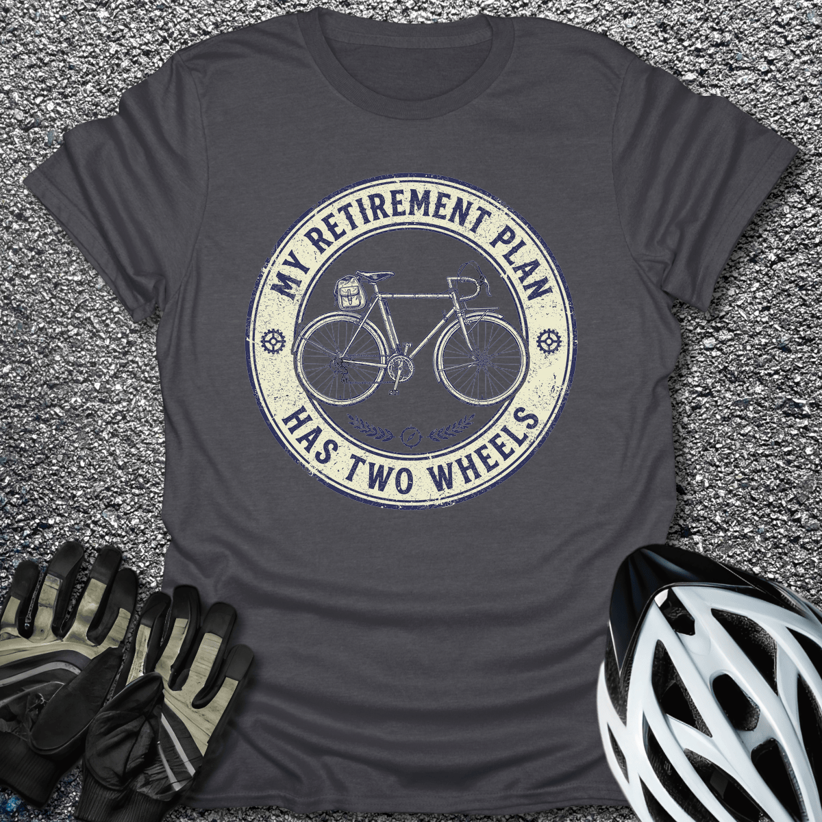 Two Wheels Plan T-Shirt in Dark Heather / S from CycleTees