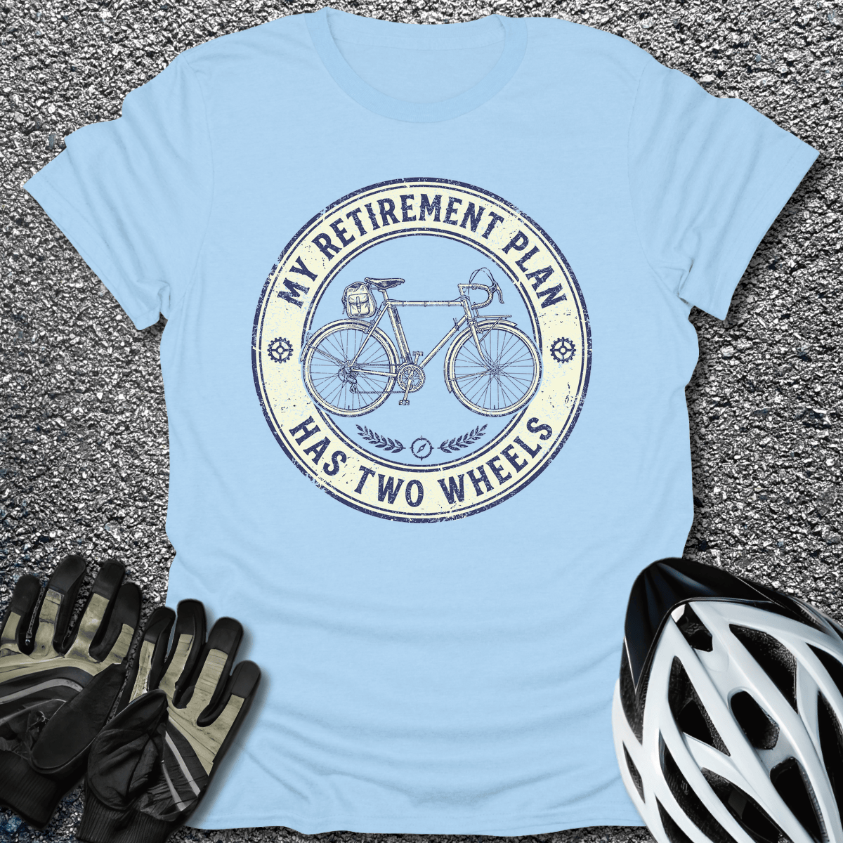 Two Wheels Plan T-Shirt in Light Blue / S from CycleTees
