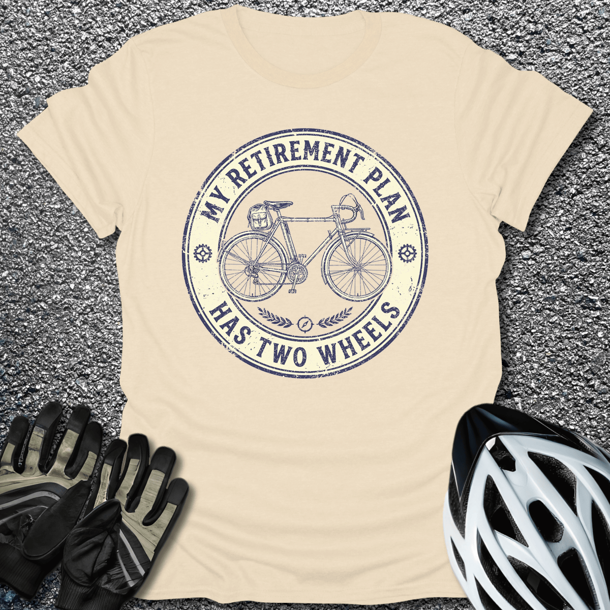 Two Wheels Plan T-Shirt in Natural / S from CycleTees