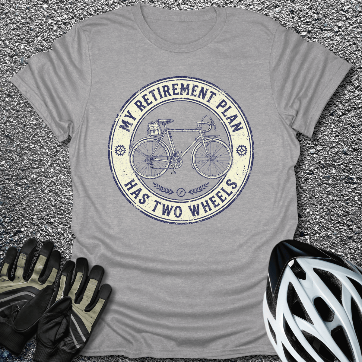 Two Wheels Plan T-Shirt in Sport Grey / S from CycleTees