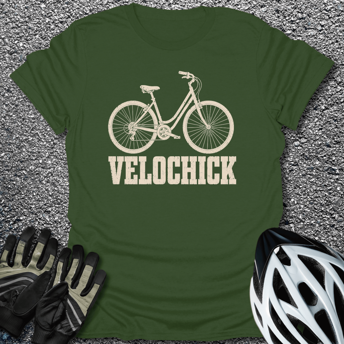 Velochick T-Shirt in Military Green / S from CycleTees