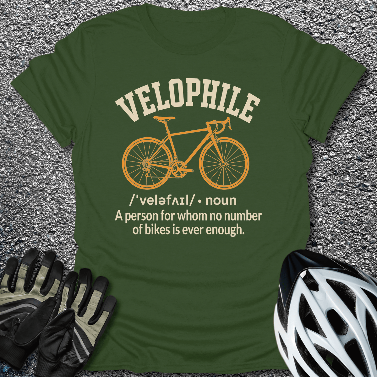 Velophile T-Shirt in Military Green / S from CycleTees