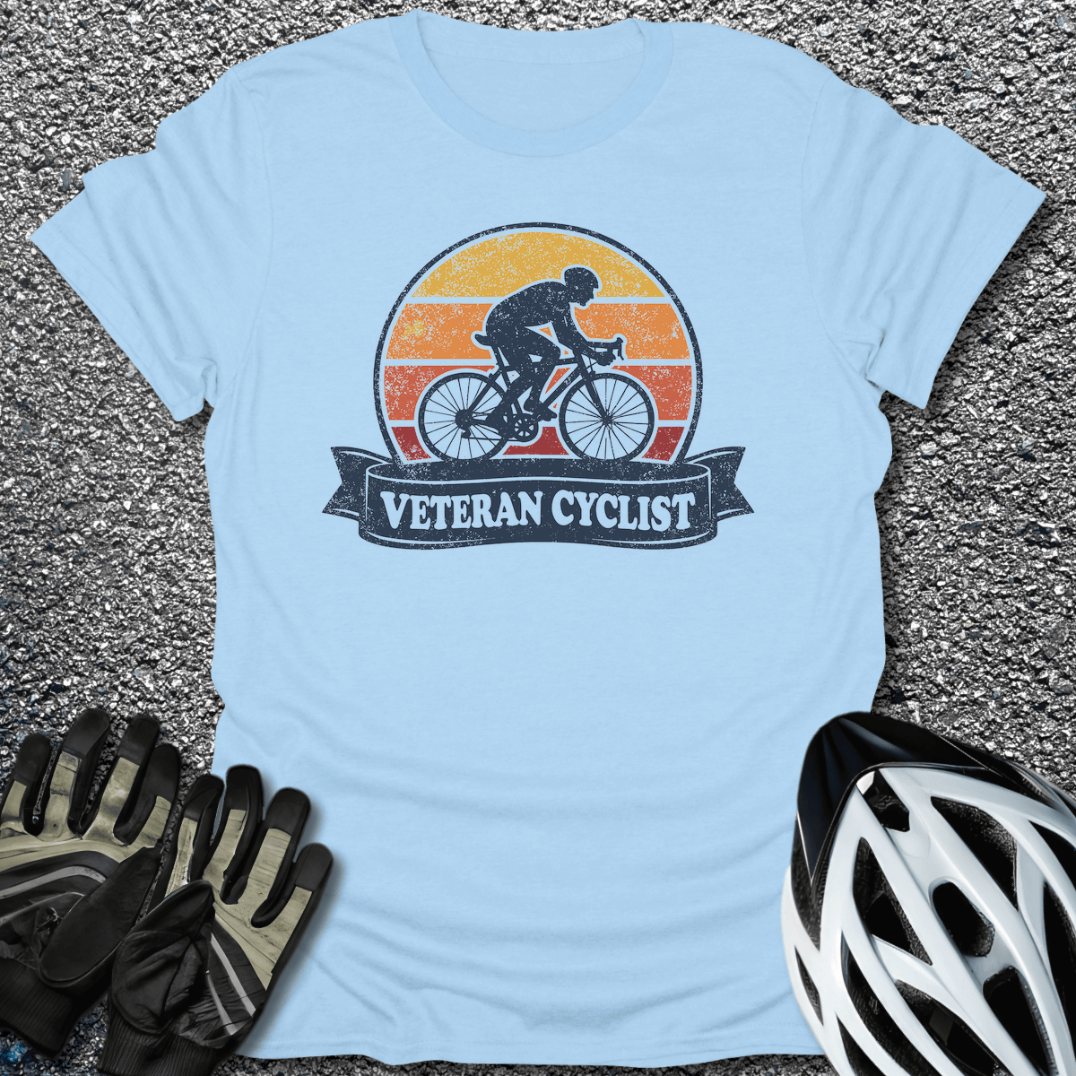 Veteran Cyclist T-Shirt in Light Blue / S from CycleTees