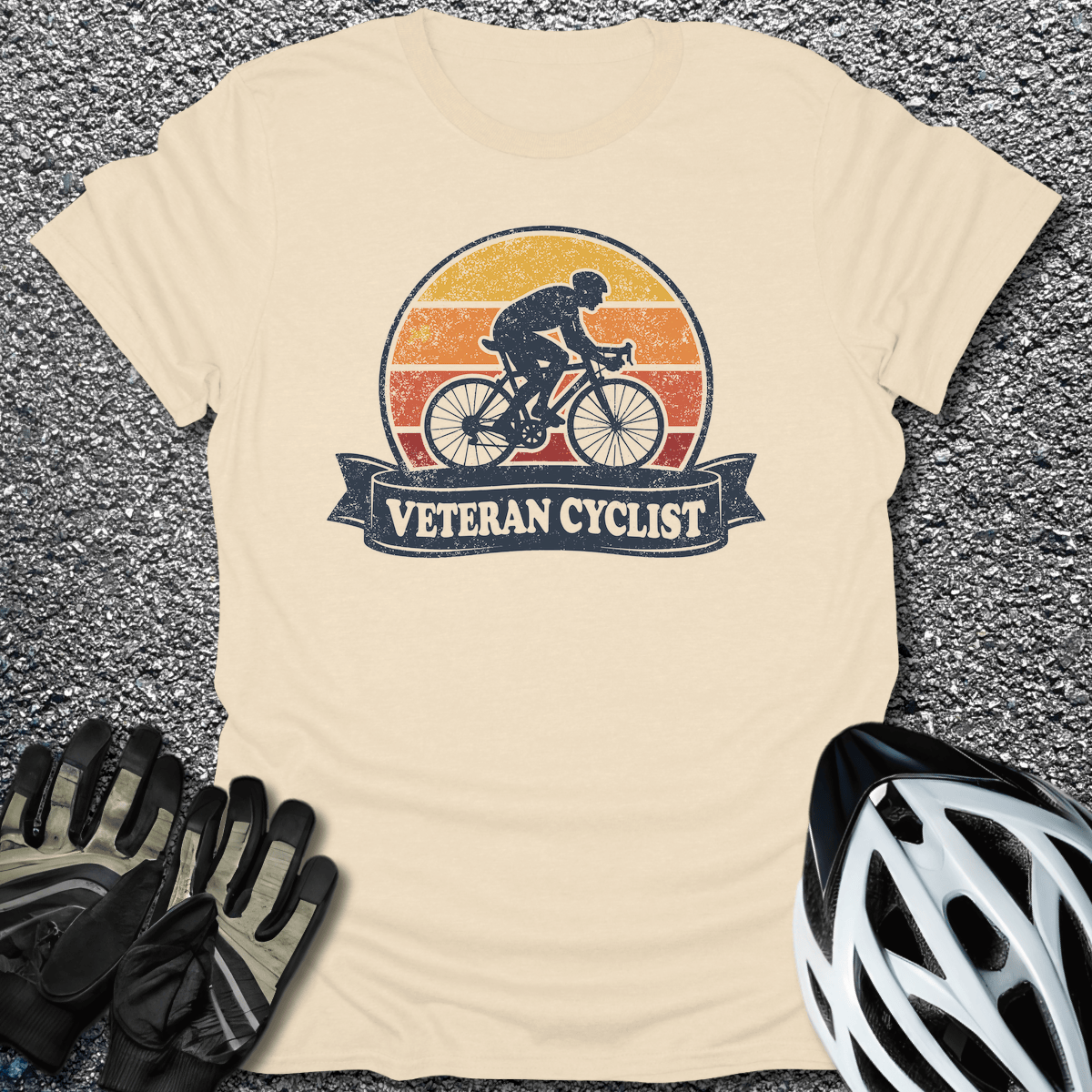 Veteran Cyclist T-Shirt in Natural / S from CycleTees