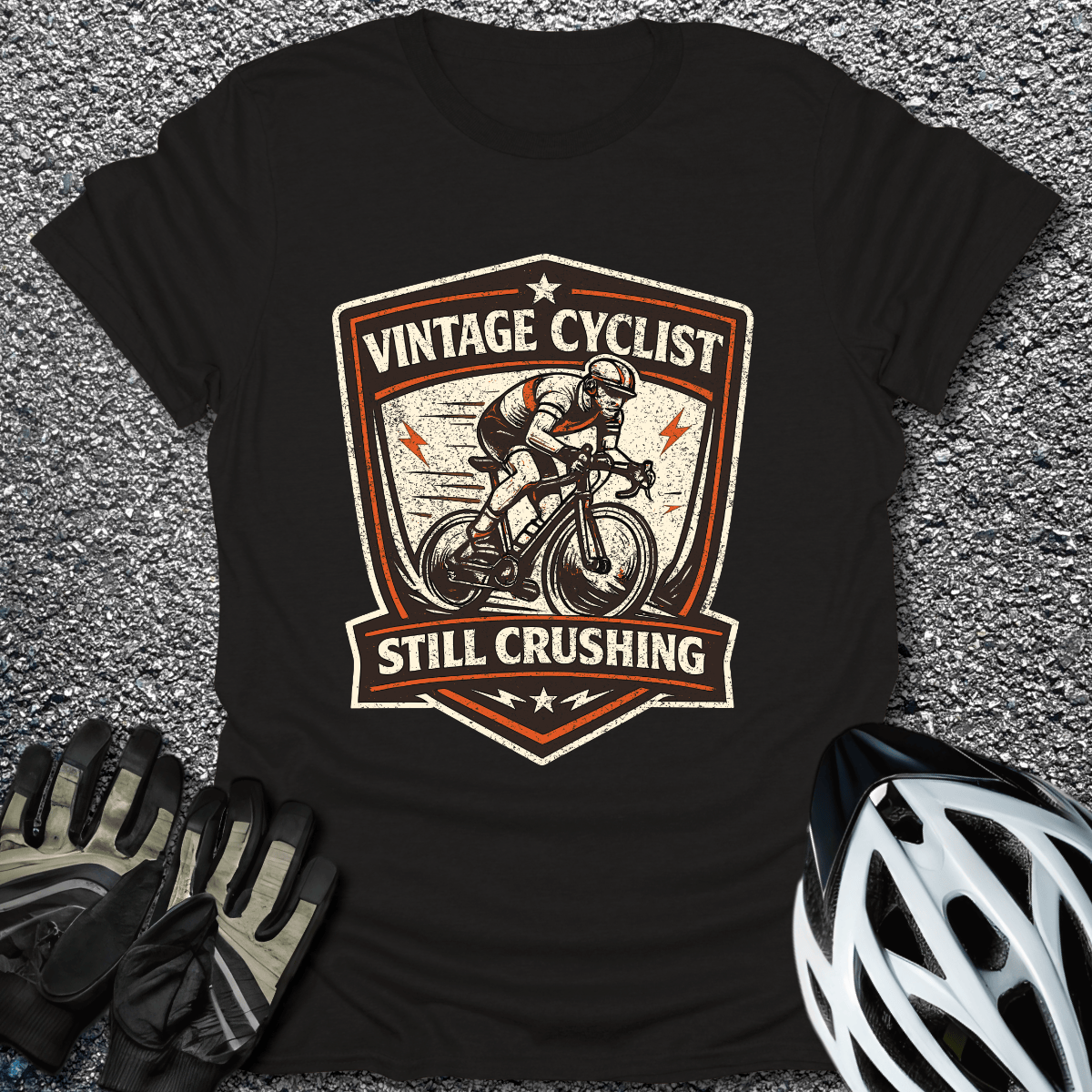 Vintage Cyclist T-Shirt in Black / S from CycleTees