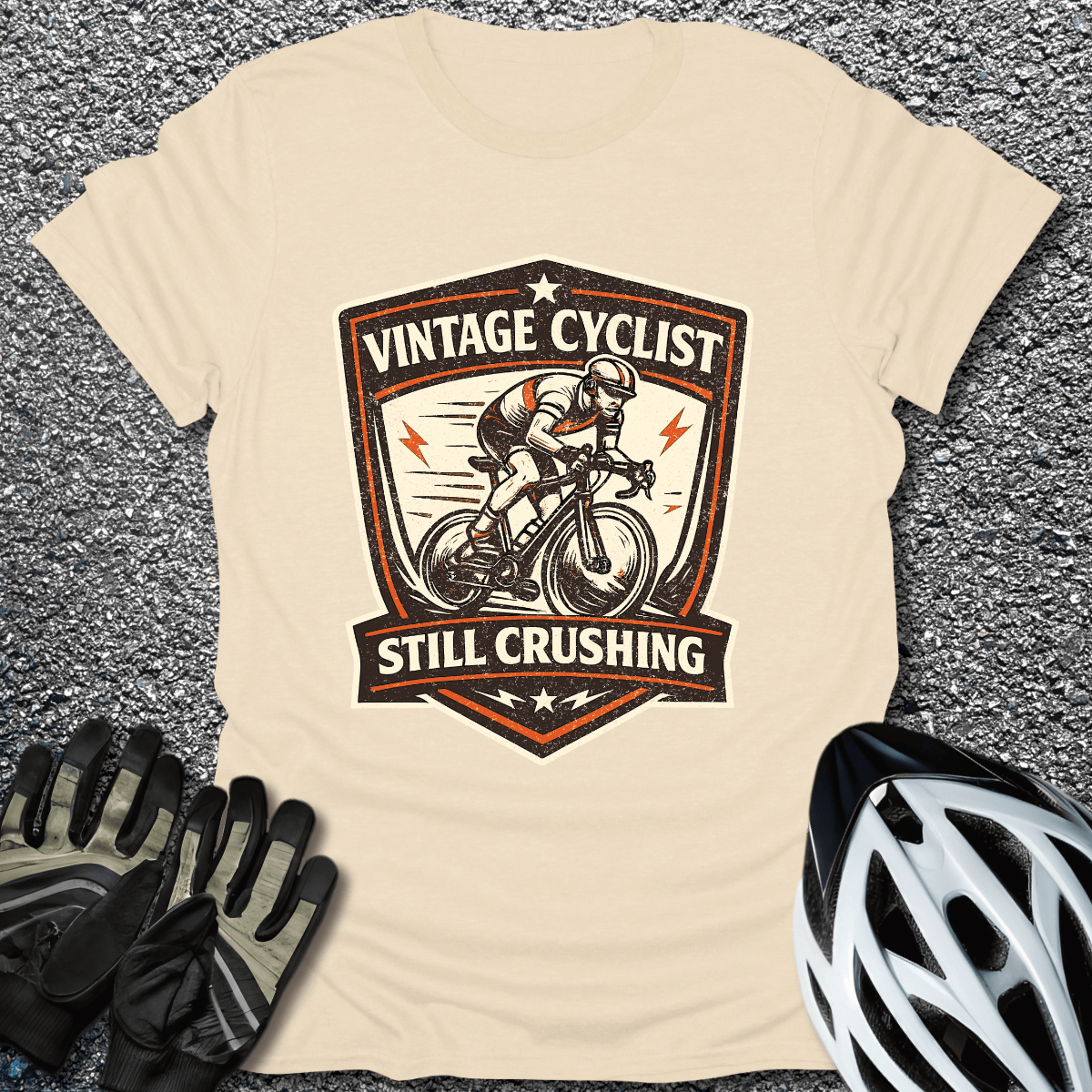 Vintage Cyclist T-Shirt in Natural / S from CycleTees