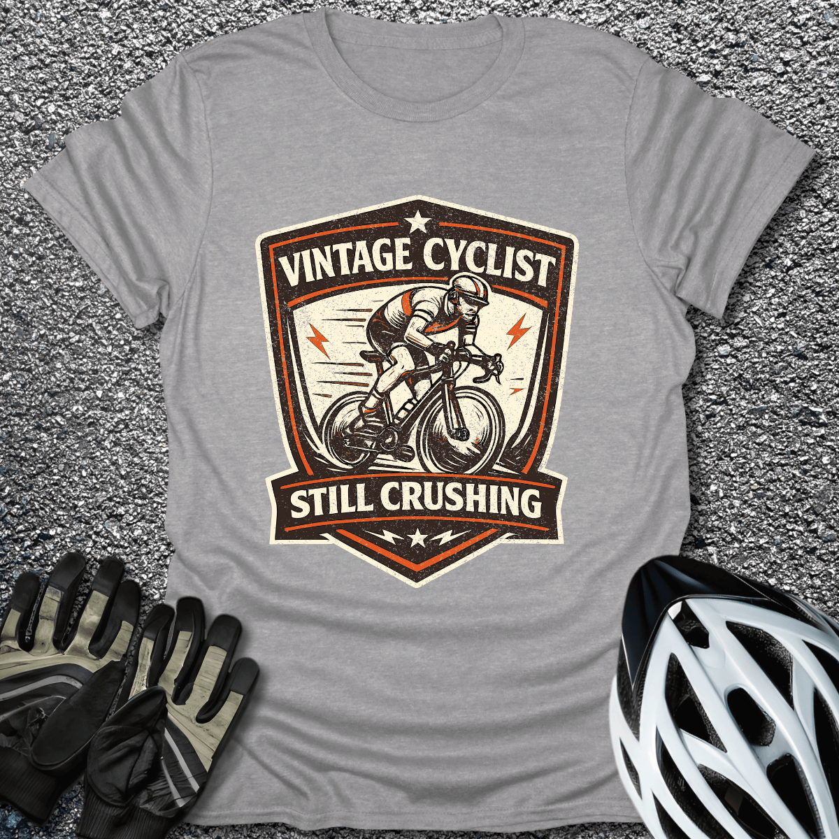 Vintage Cyclist T-Shirt in Sport Grey / S from CycleTees