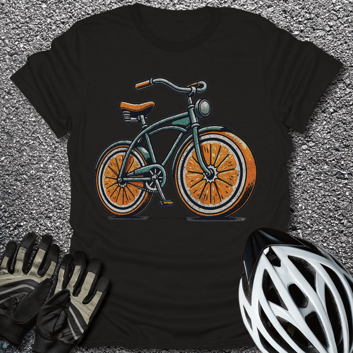 Vintage Orange Bike T-Shirt in Black / S from CycleTees