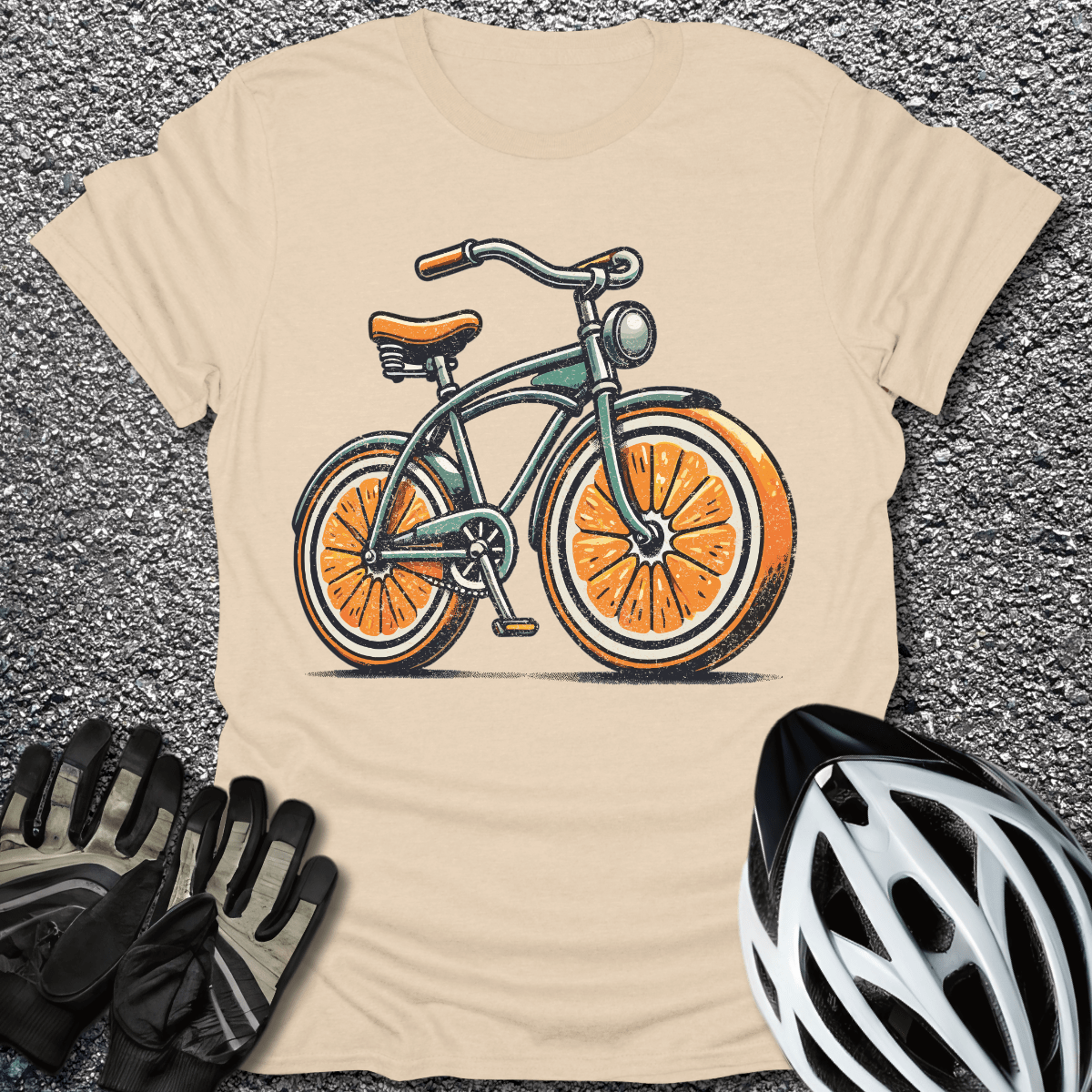 Vintage Orange Bike T-Shirt in Sand / S from CycleTees