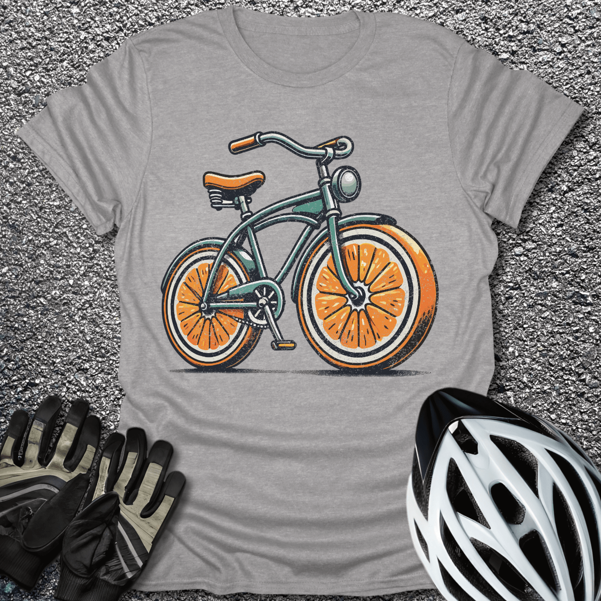 Vintage Orange Bike T-Shirt in Sport Grey / S from CycleTees