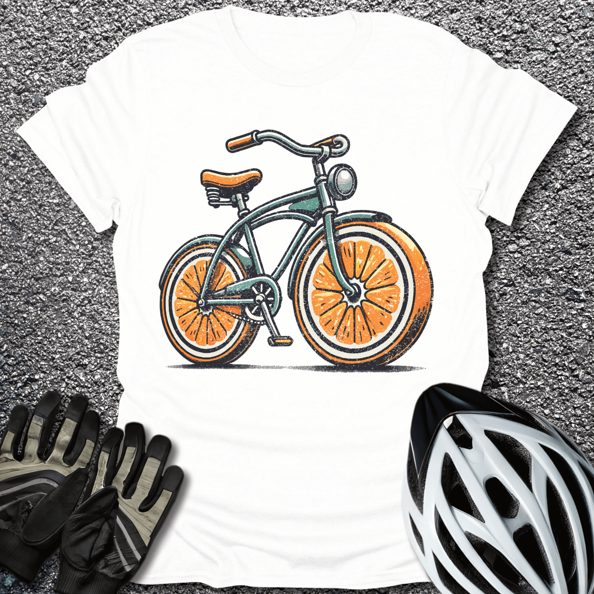 Vintage Orange Bike T-Shirt in White / S from CycleTees