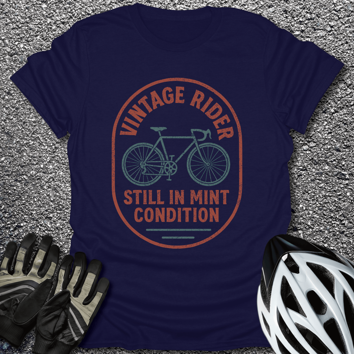 Vintage Rider T-Shirt in Navy / S from CycleTees