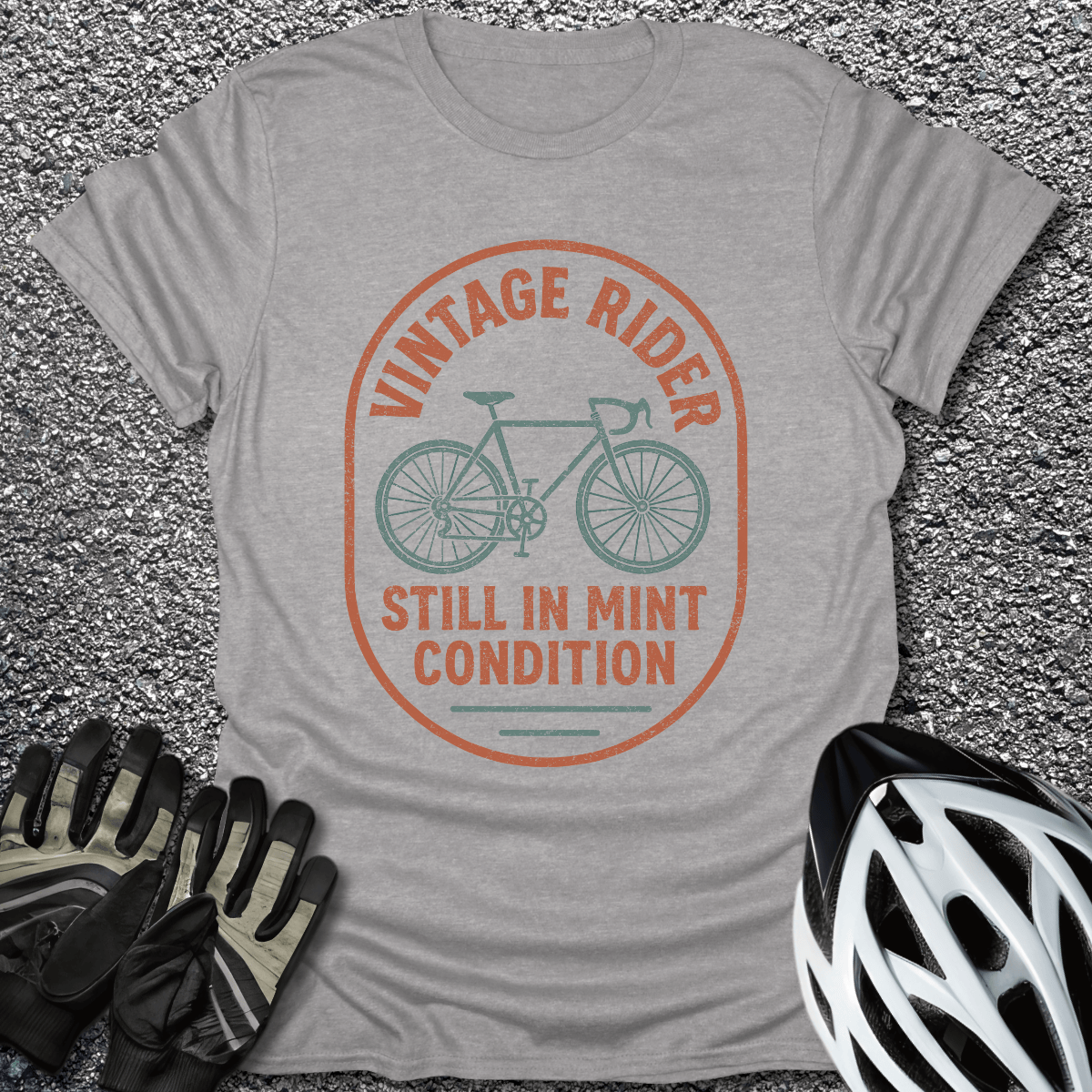 Vintage Rider T-Shirt in Sport Grey / S from CycleTees