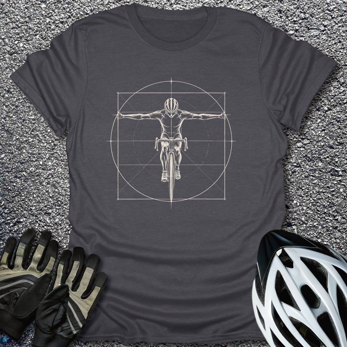 Vitruvian Rider T-Shirt in Dark Heather / S from CycleTees