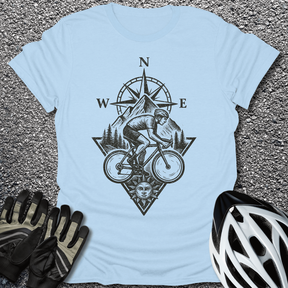 Wander on Wheels T-Shirt in Light Blue / S from CycleTees