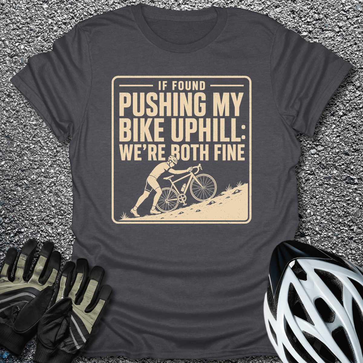 We're Both Fine T-Shirt in Dark Heather / S from CycleTees