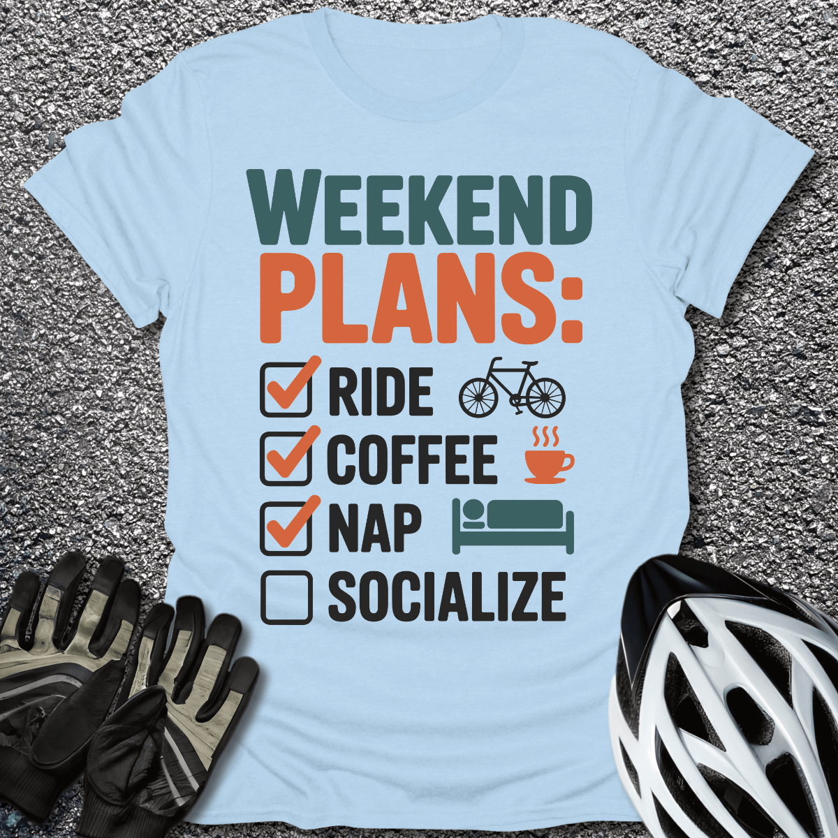 Weekend Plans T-Shirt in Light Blue / S from CycleTees