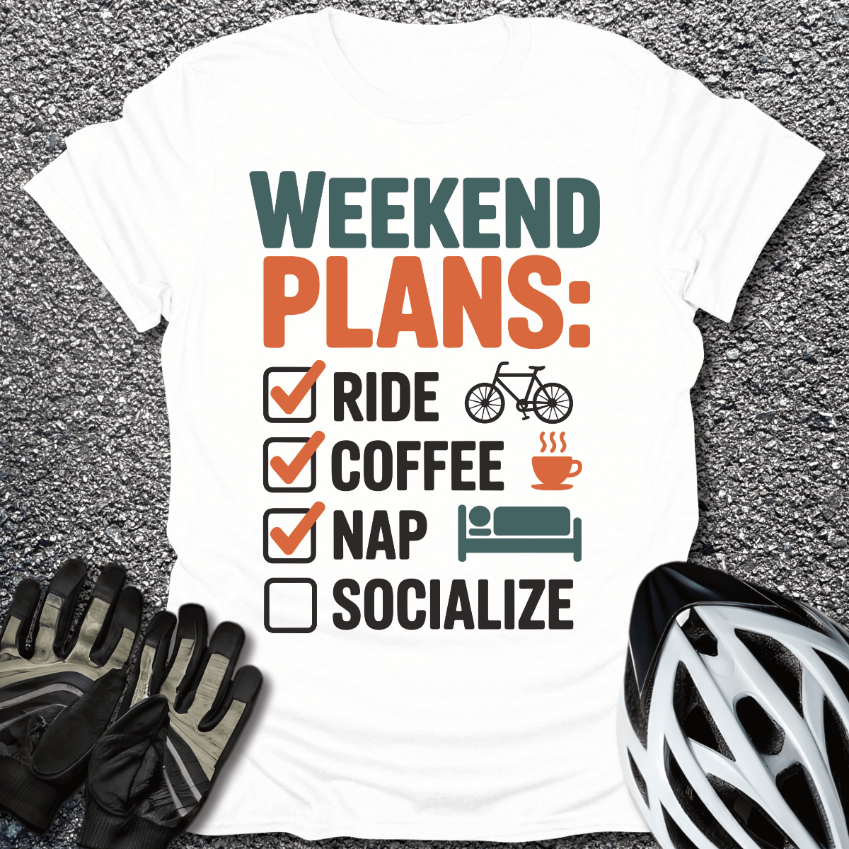Weekend Plans T-Shirt in White / S from CycleTees