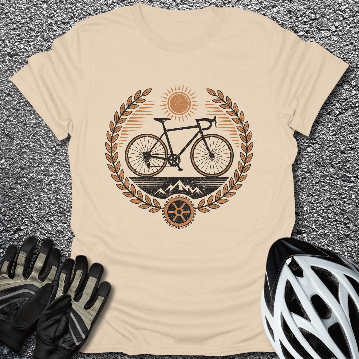 Wheels of Glory T-Shirt in Sand / S from CycleTees