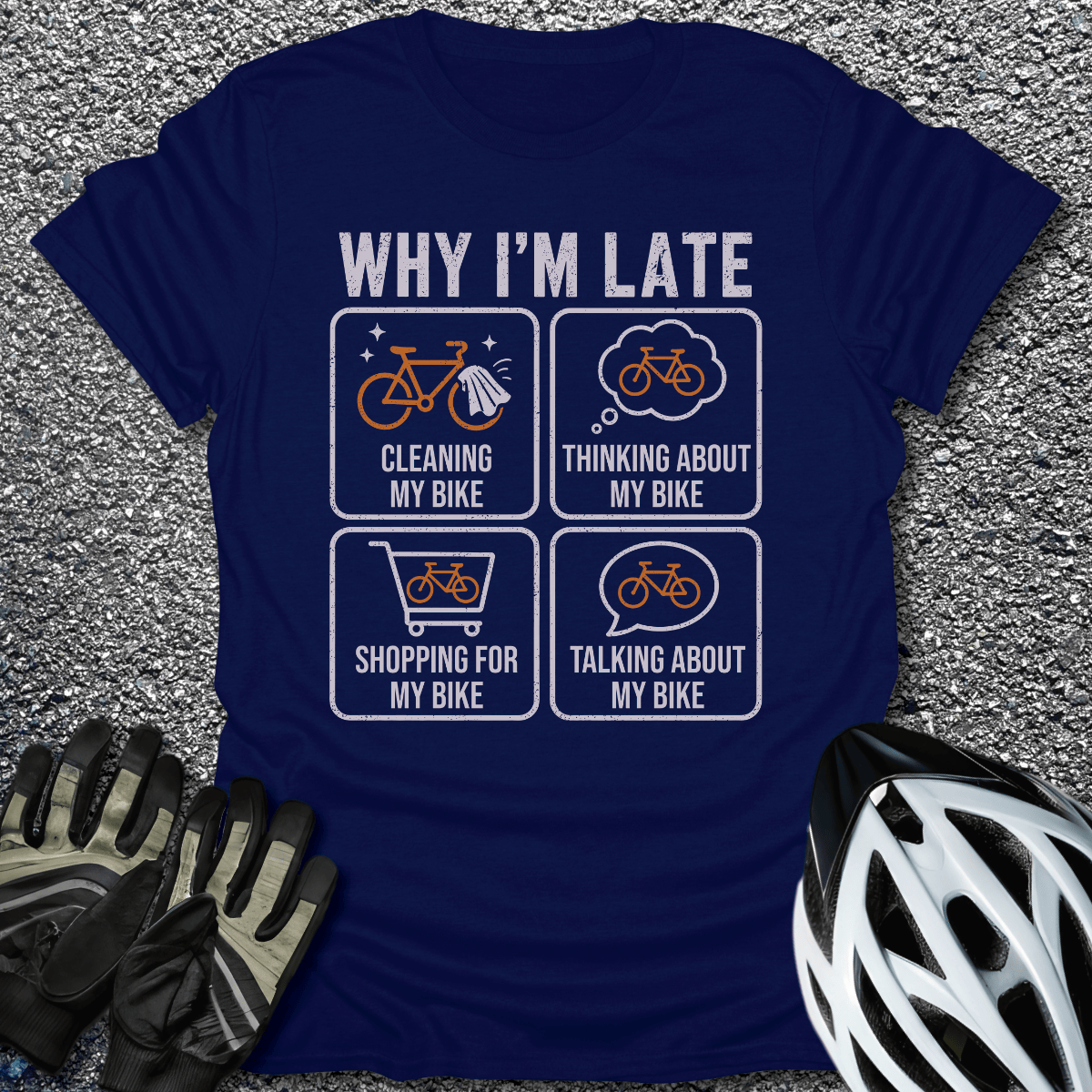Why I'm Late T-Shirt in Navy / S from CycleTees