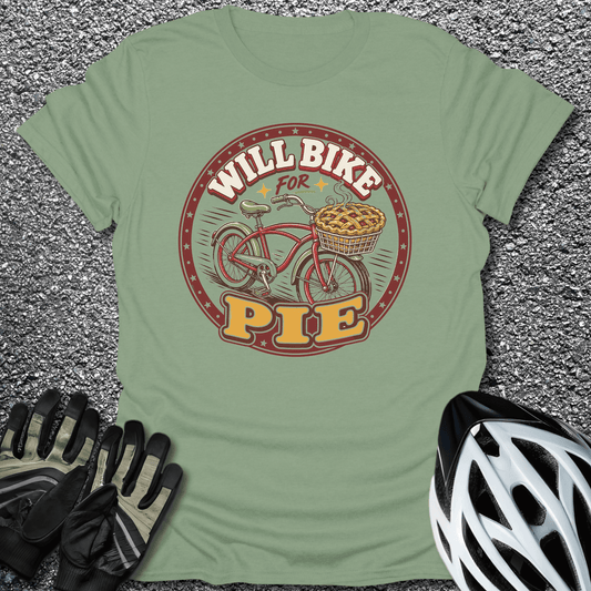 Will Bike for Pie T-Shirt in Sage / S from CycleTees