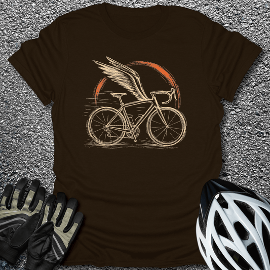 Winged Bike T-Shirt in Dark Chocolate / S from CycleTees