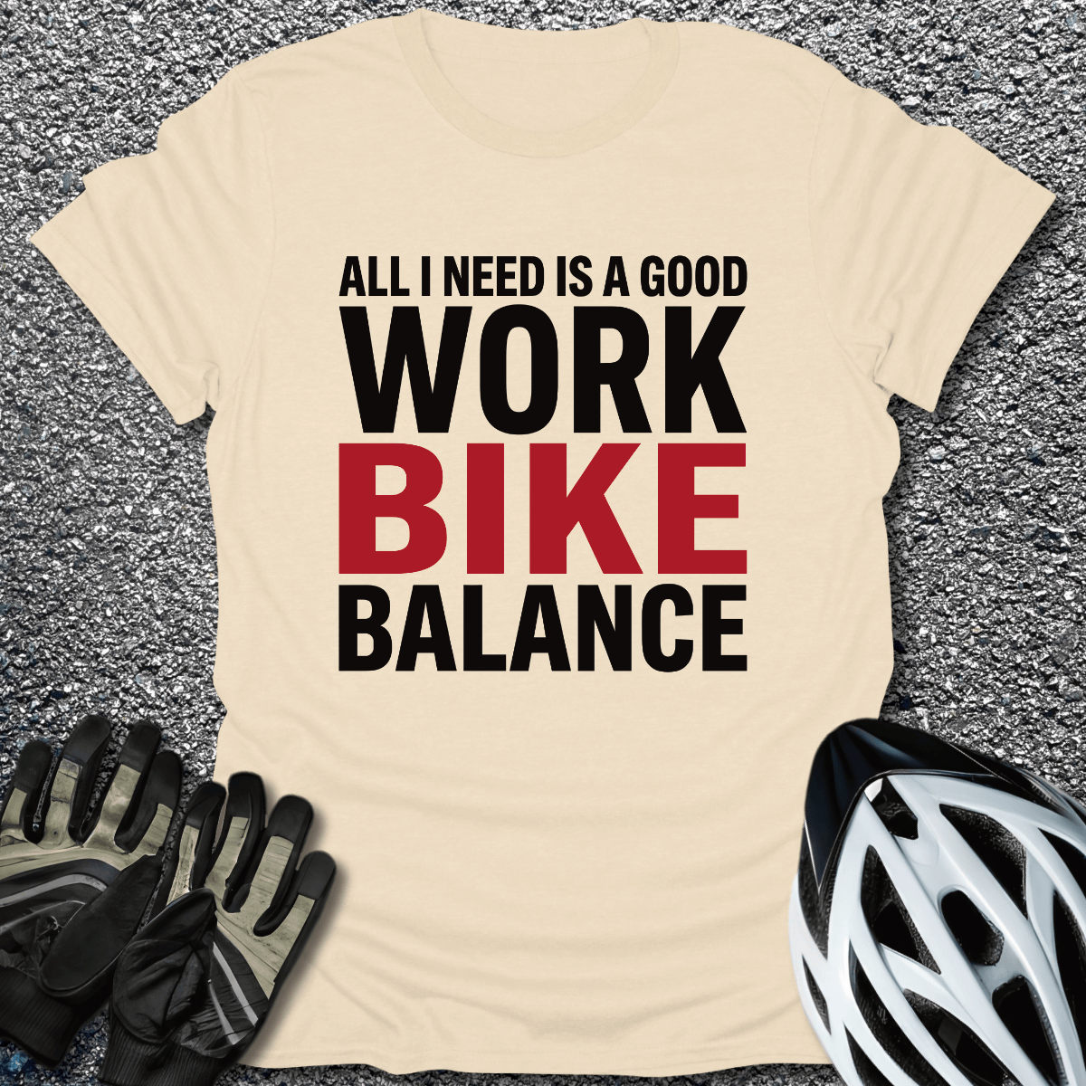 Work Bike Balance T-Shirt in Natural / S from CycleTees
