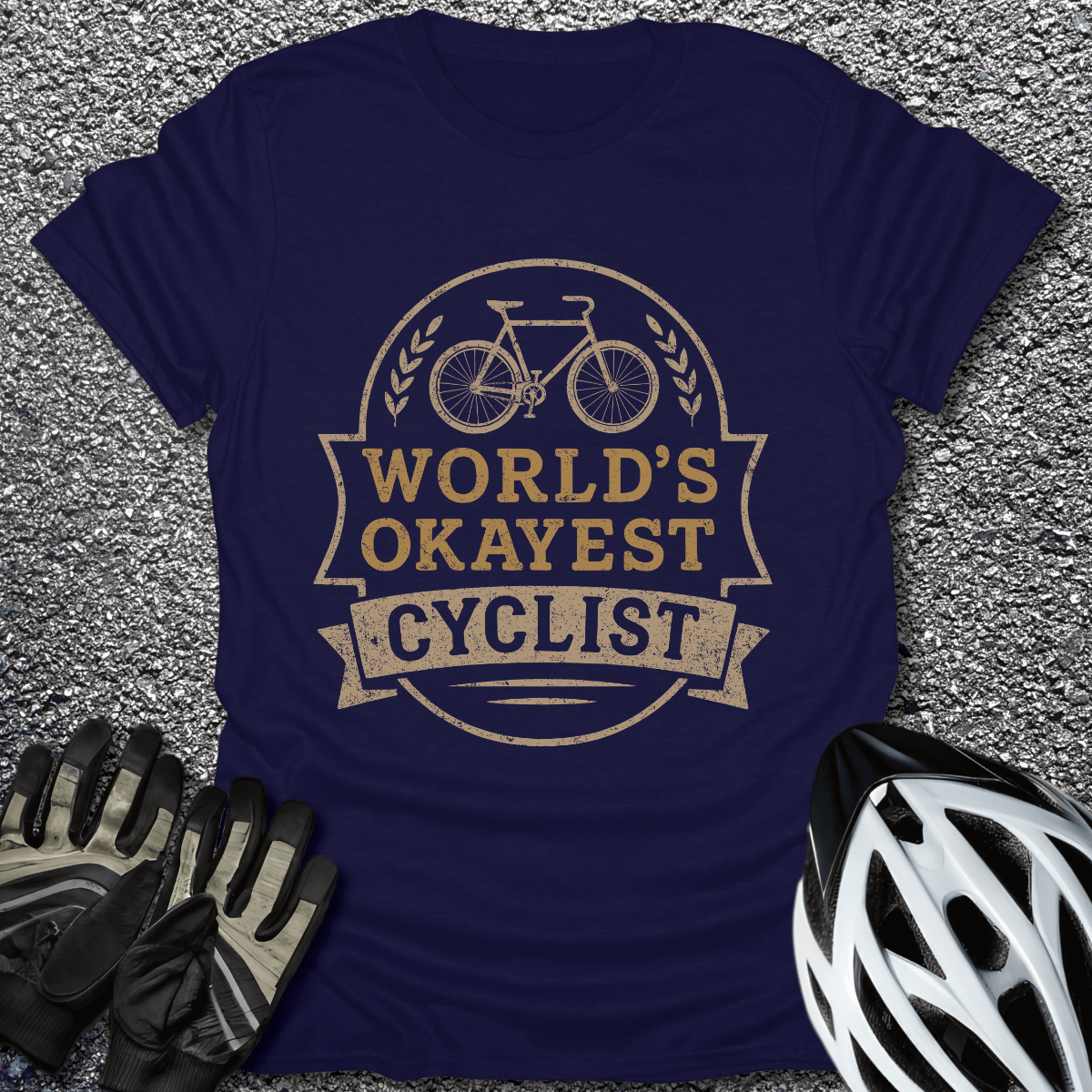 World's Okayest T-Shirt in Navy / S from CycleTees