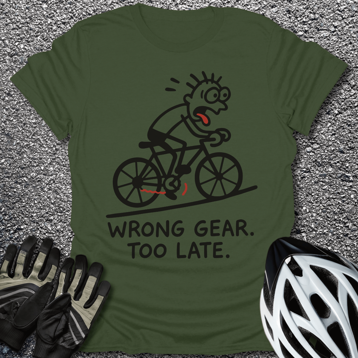 Wrong Gear T-Shirt in Military Green / S from CycleTees