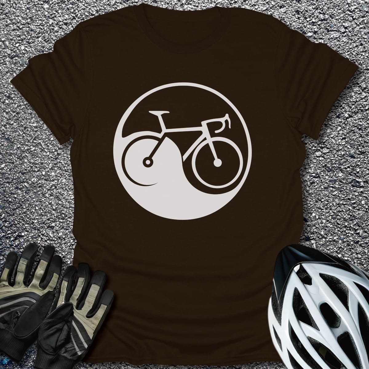 Yin Yang Wheels T-Shirt in Dark Chocolate / S from CycleTees