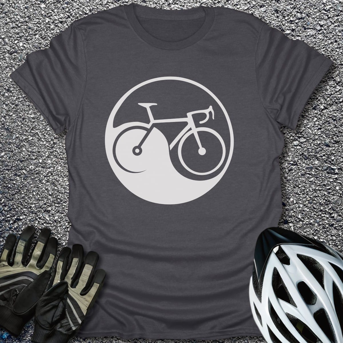 Yin Yang Wheels T-Shirt in Dark Heather / S from CycleTees