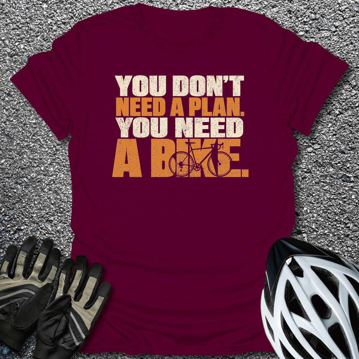 You Need A Bike T-Shirt in Maroon / S from CycleTees