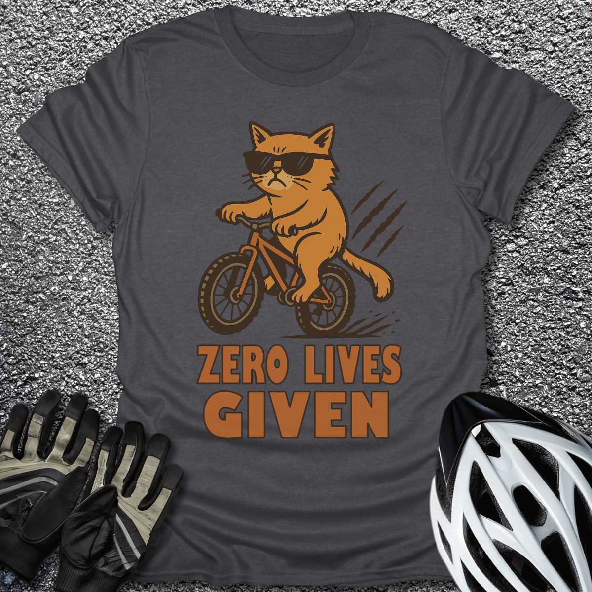 Zero Lives Given T-Shirt in Dark Heather / S from CycleTees