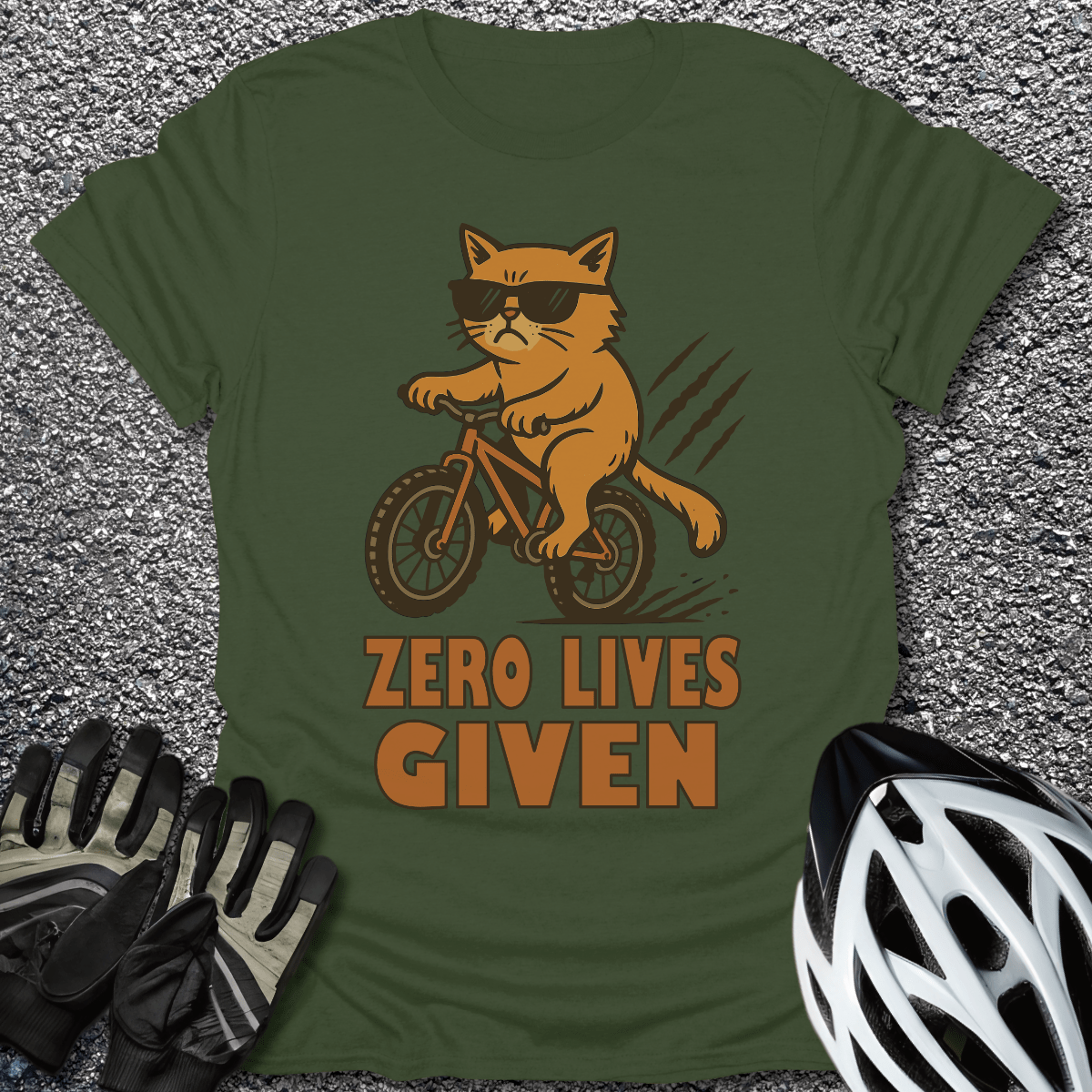 Zero Lives Given T-Shirt in Military Green / S from CycleTees